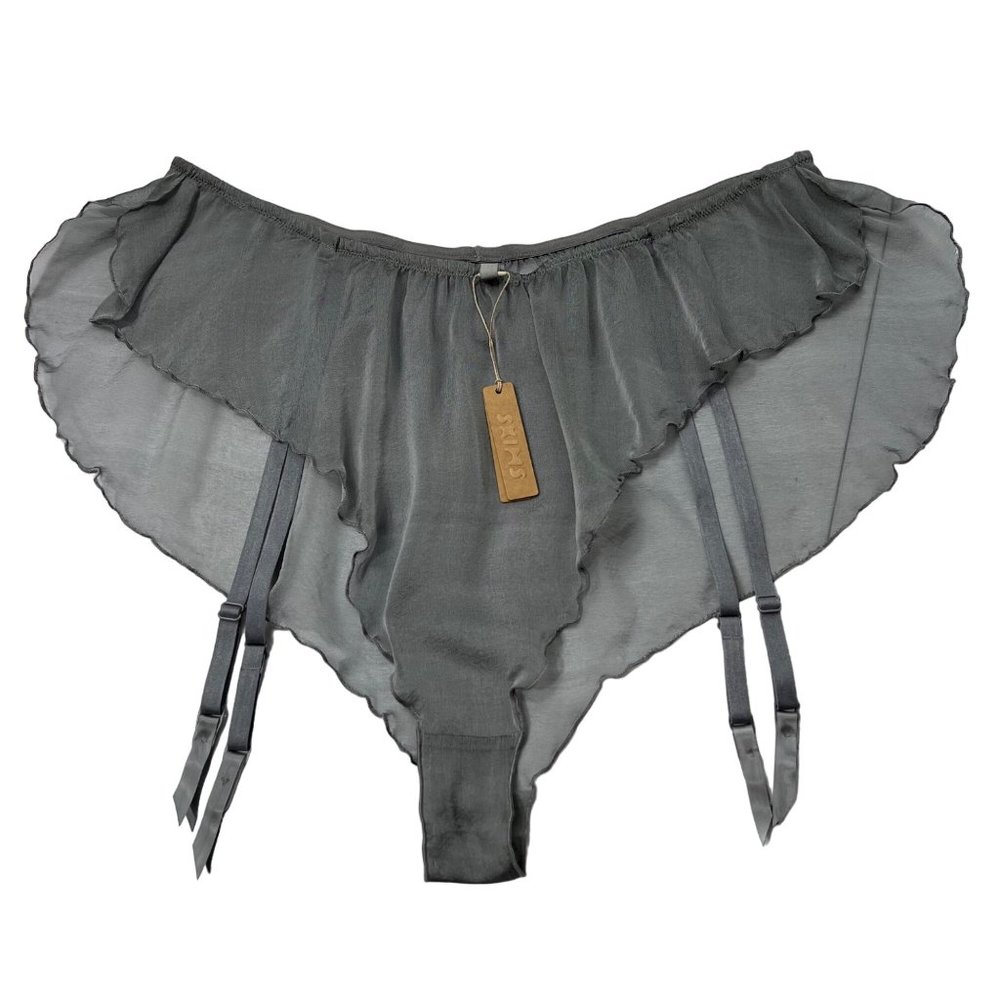 SKIMS Romance Garter Bikini Charcoal Womens XL - Picture 2 of 16